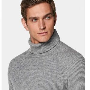 Suitsupply Men's Heather Gray Turtleneck Sweater